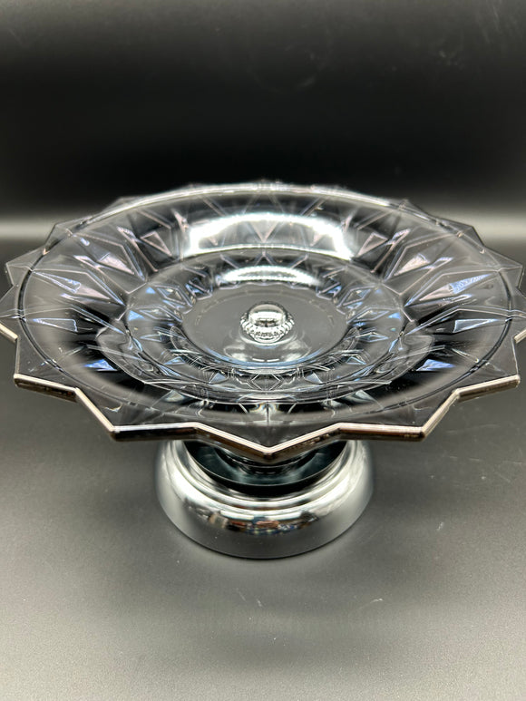 Small blue glass pastry plate