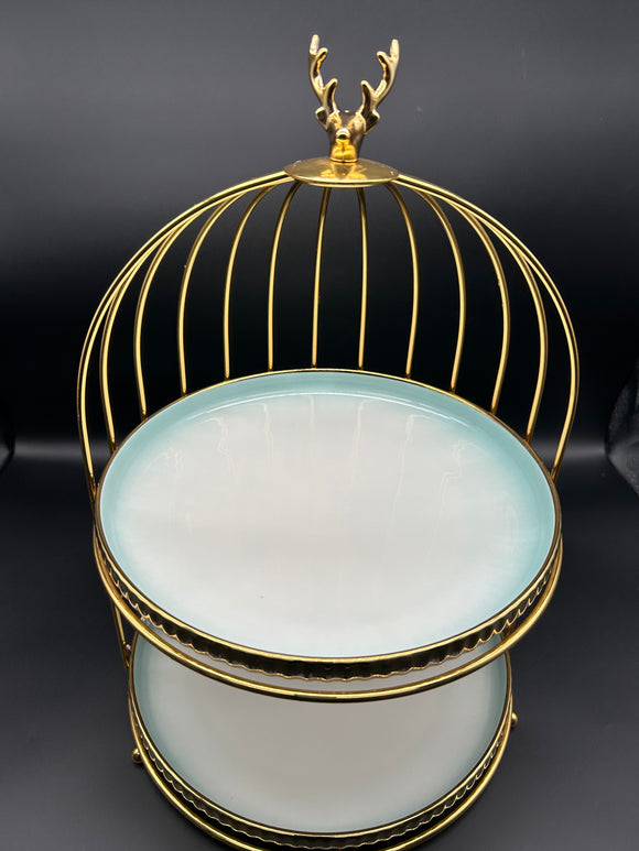 2 level porcelain pastry plates