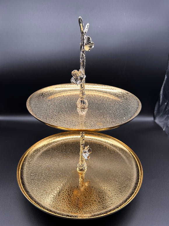 2 level golden pastry plates