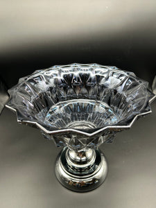 Blue glass fruit bowl